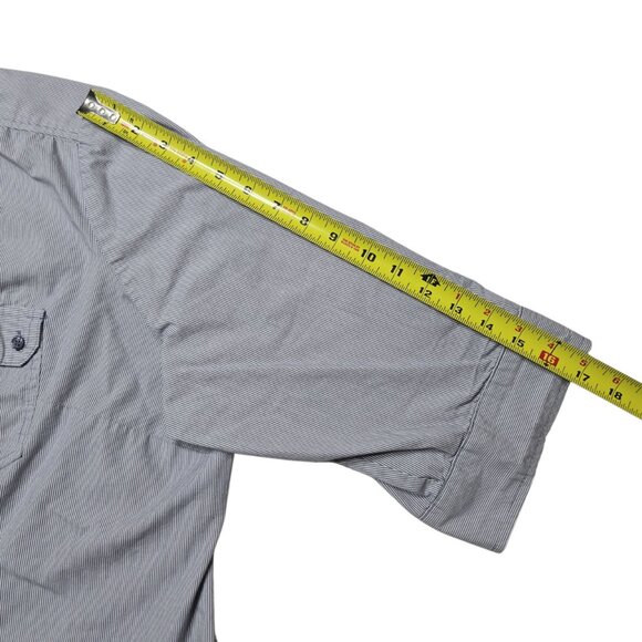 APT 9 Shirt Womens Plus 3X Gray Pinstripe Button Up Roll Tab Sleeve Essential - Picture 6 of 14